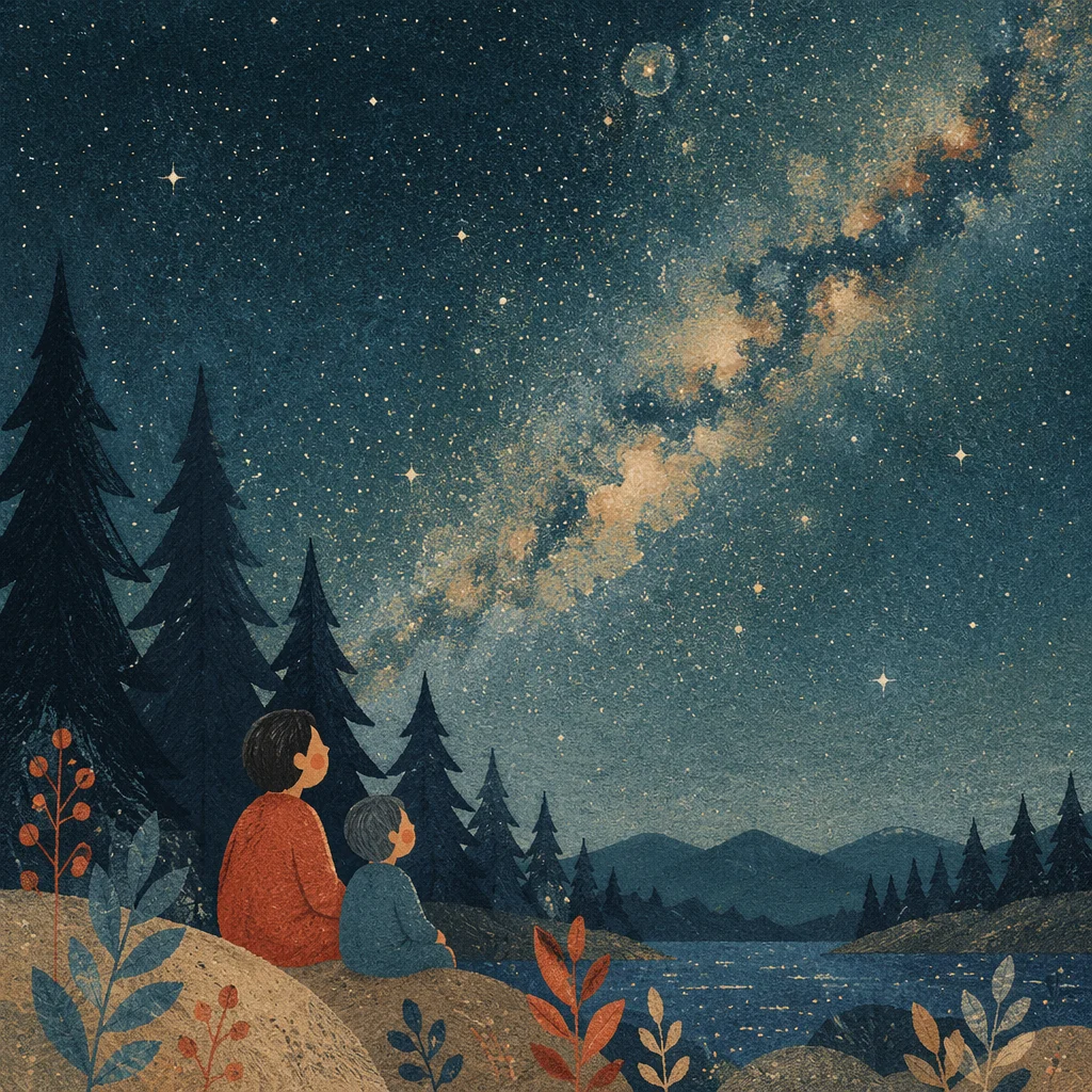 Milky Way Over Quiet Evergreen Forest