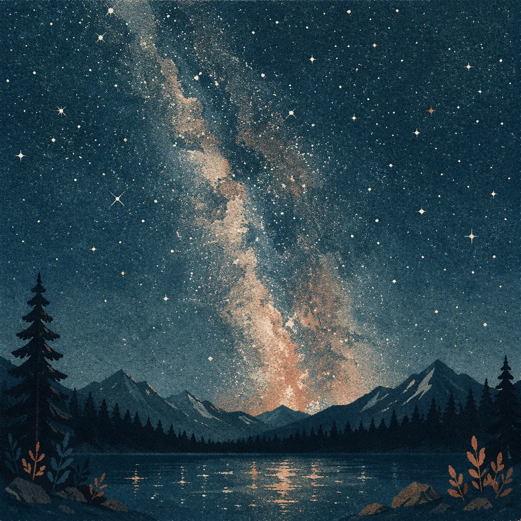 Milky Way Over Evergreen Mountain Lake