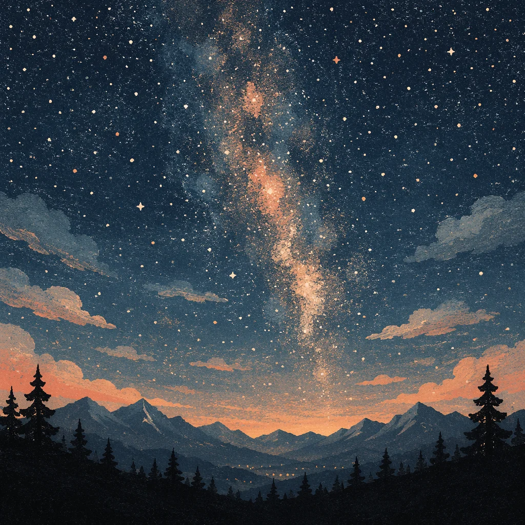 Milky Way Over Evergreen Mountain Night