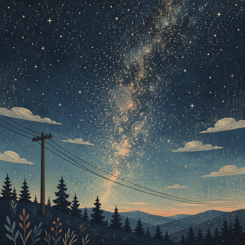 Milky Way Over Evergreen Hillside