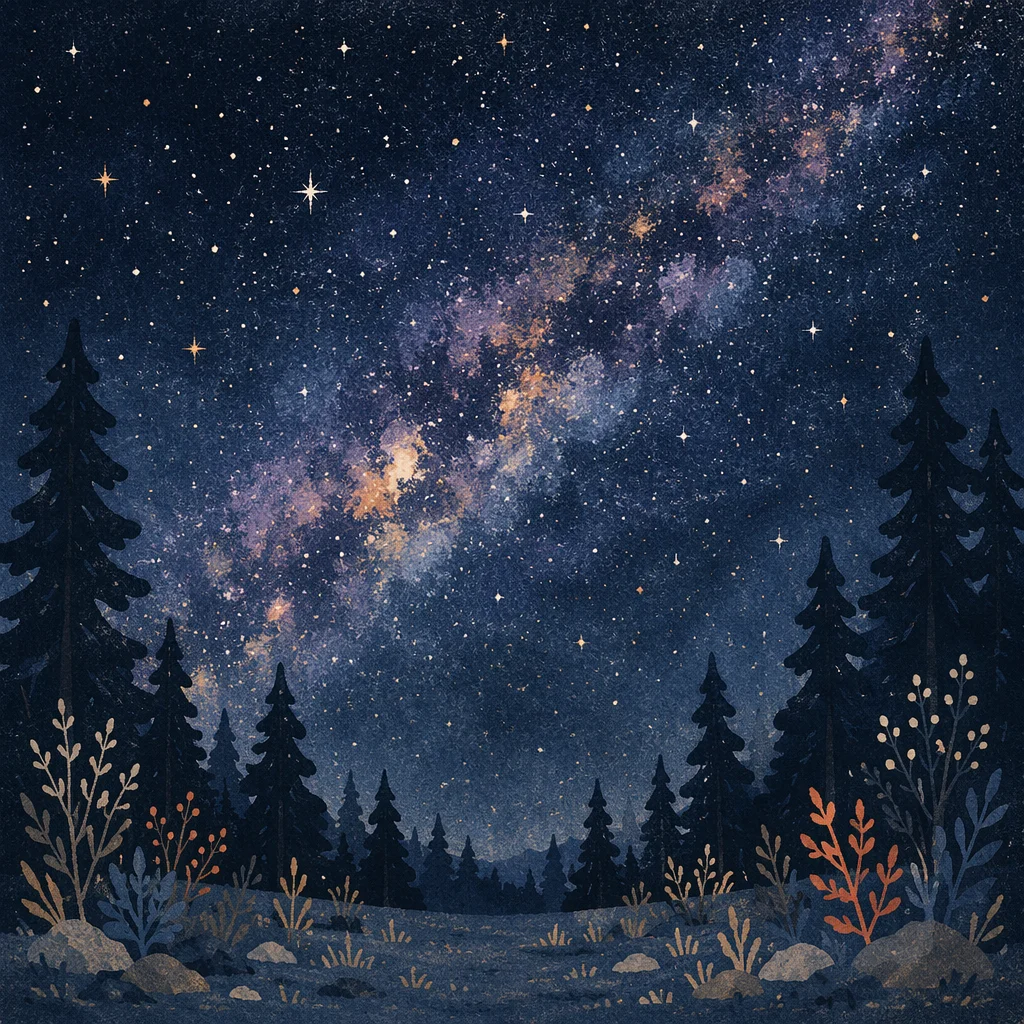 Milky Way Over Evergreen Forest