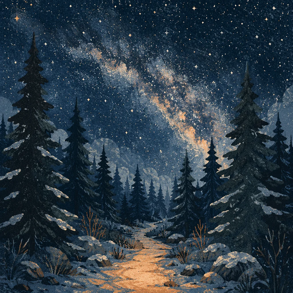 Milky Way Over Quiet Evergreen Forest