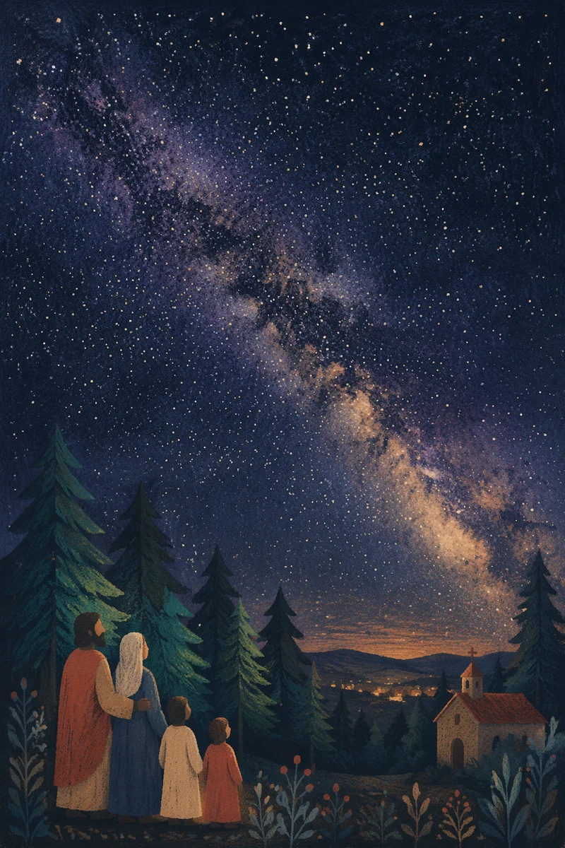 Milky Way Over Evergreen Chapel Grove