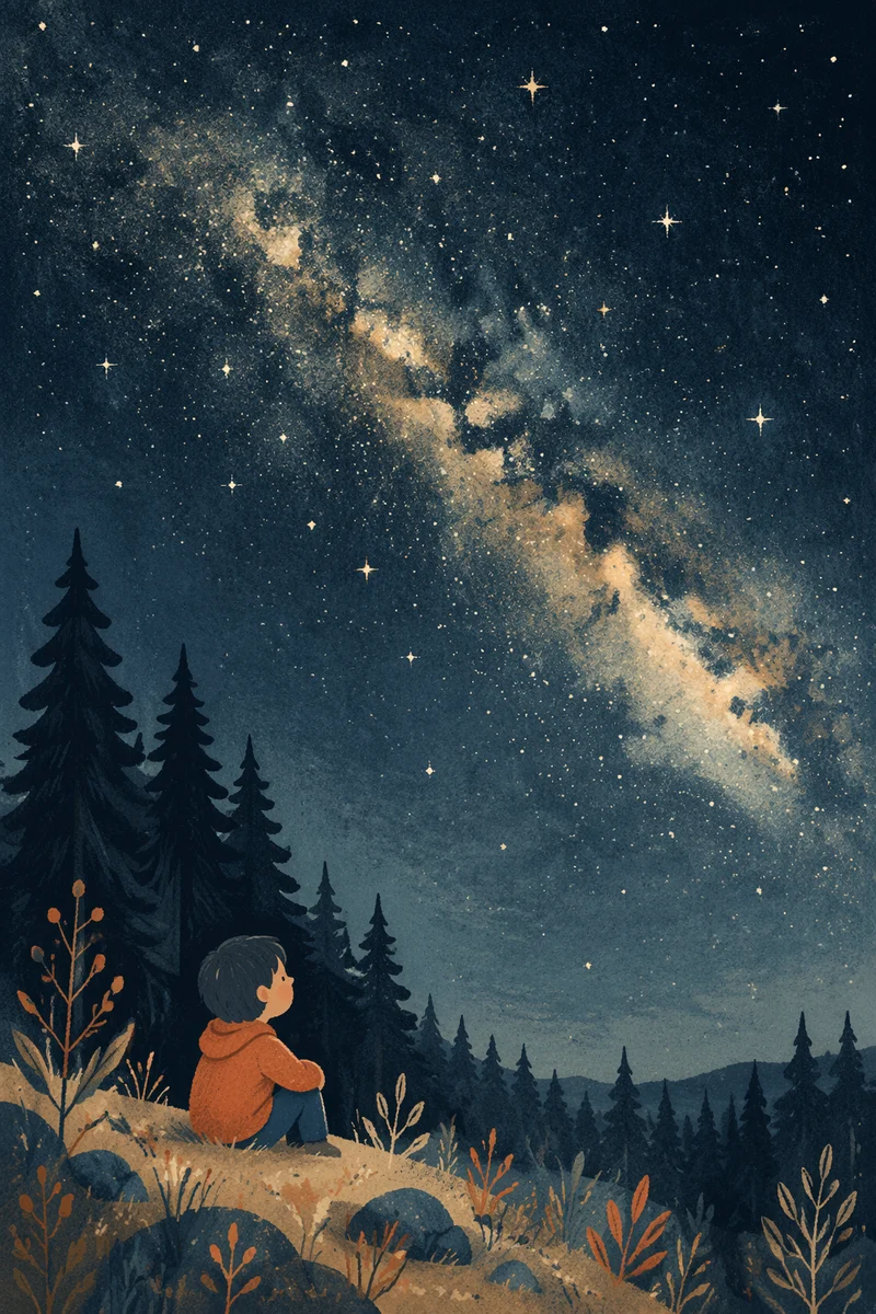 Milky Way Over Quiet Evergreen Forest