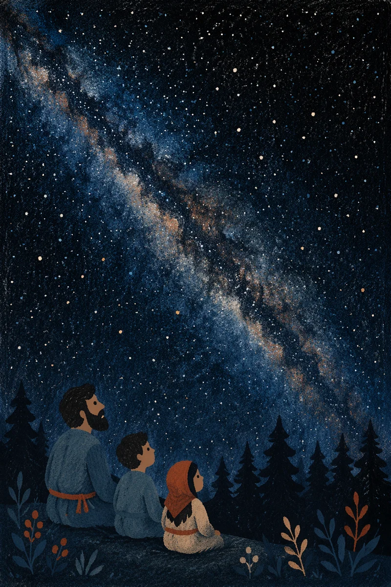 Milky Way Above Silent Evergreen Forest