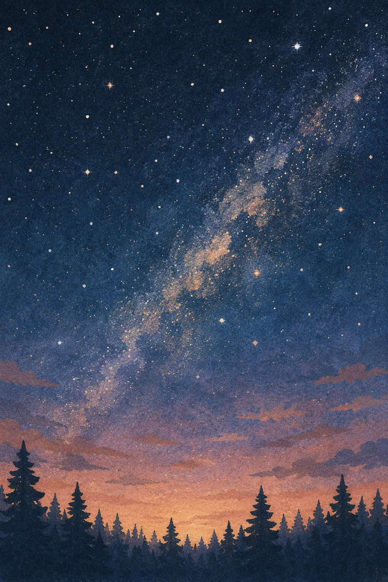 Milky Way Above Evergreen Forest
