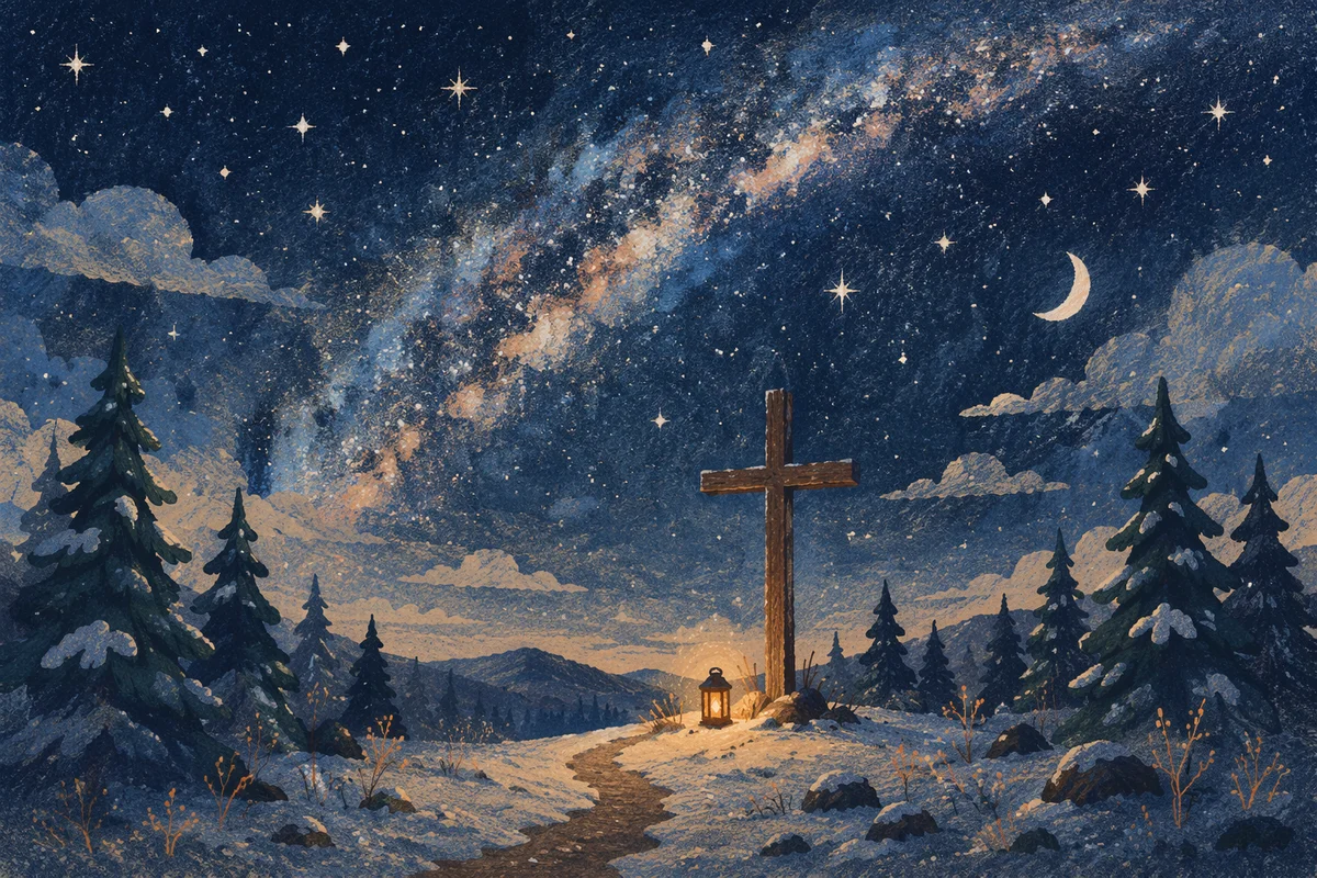 Milky Way Cross in Evergreen Clearing