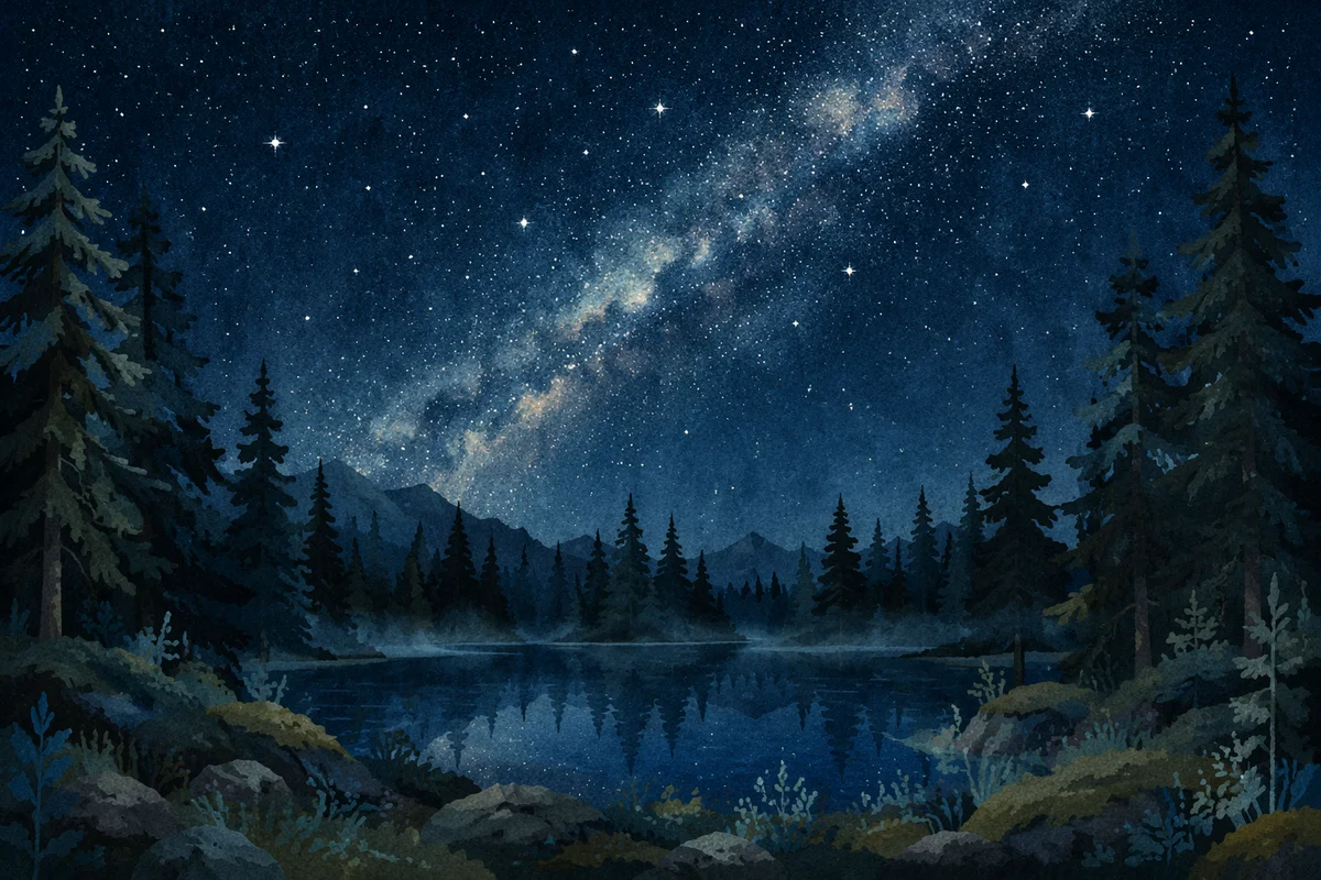 Milky Way Over Evergreen Forest Clearing