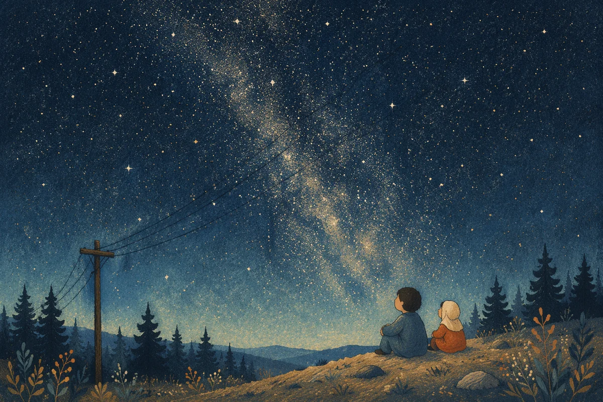 Milky Way Over Evergreen Hillside