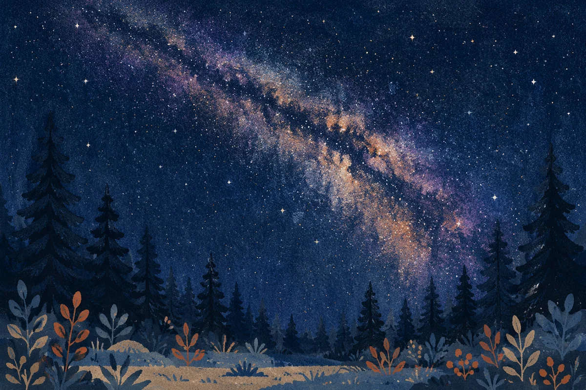 Milky Way Over Evergreen Forest Clearing