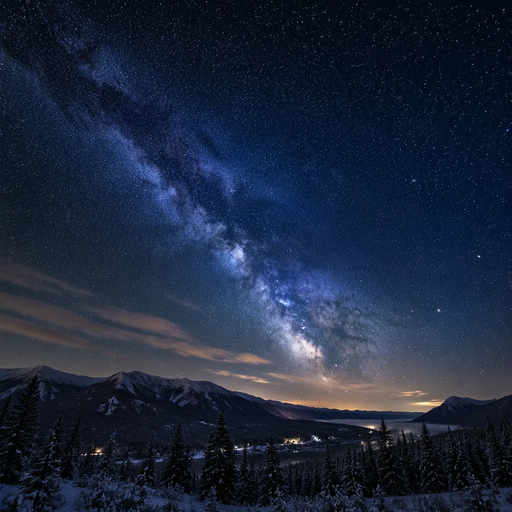 Milky Way Over Evergreen Mountain Valley