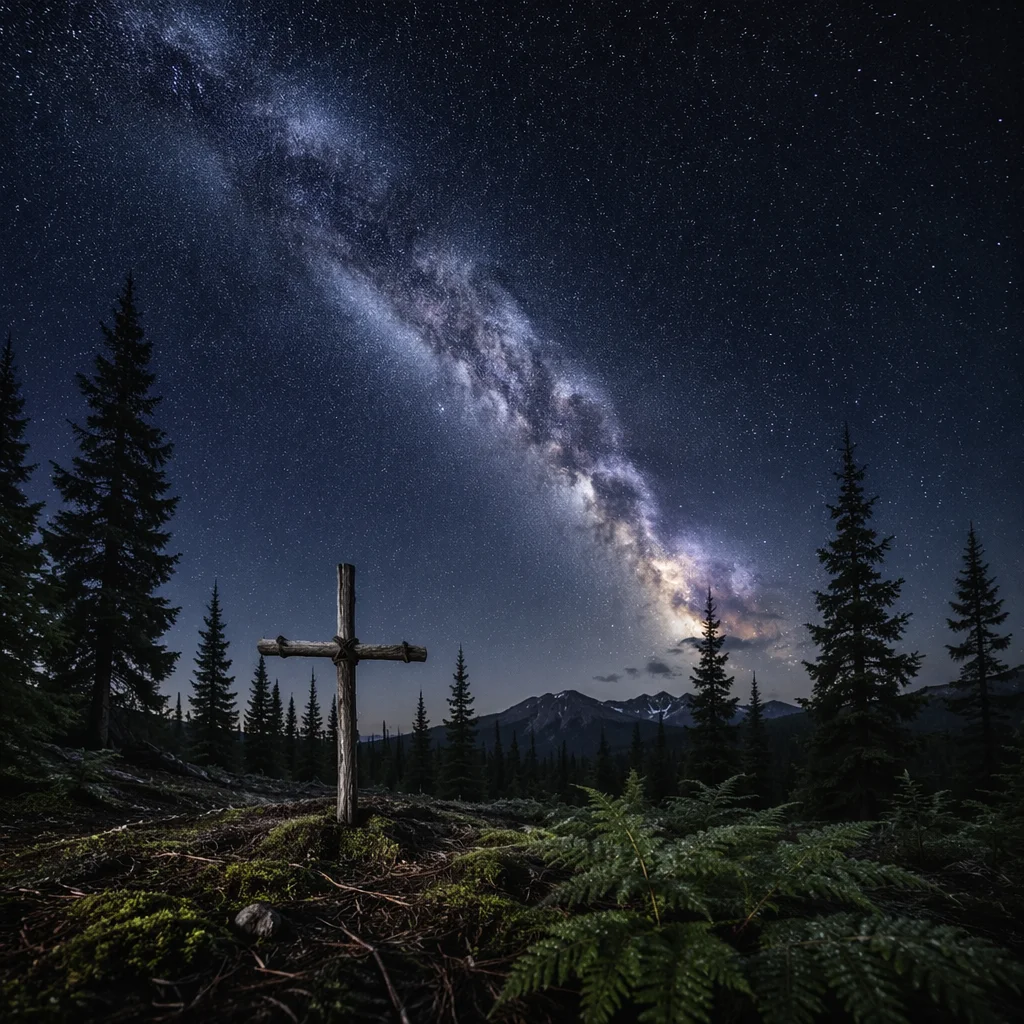 Milky Way Over Forest Cross