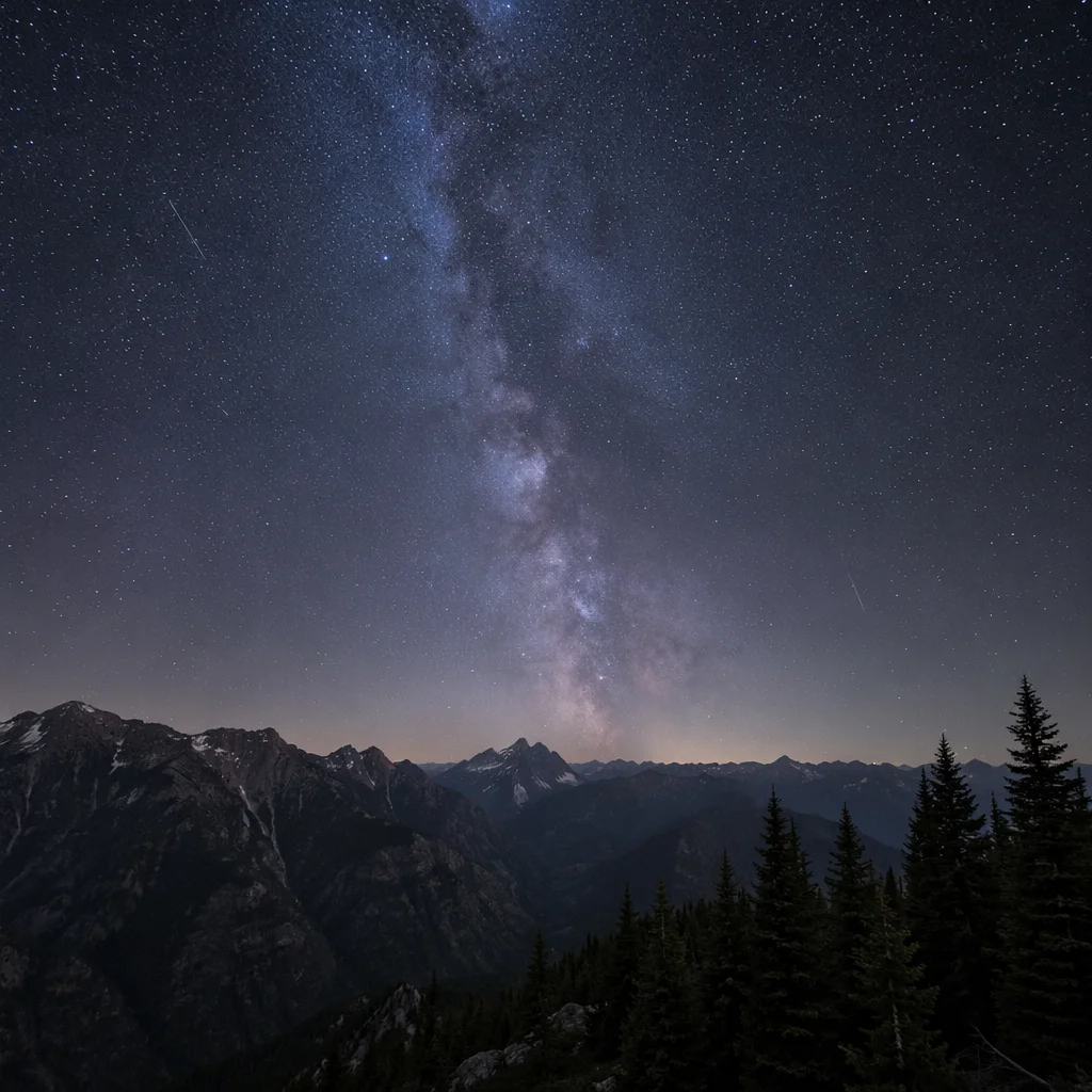 Milky Way Over Evergreen Mountain Ridge