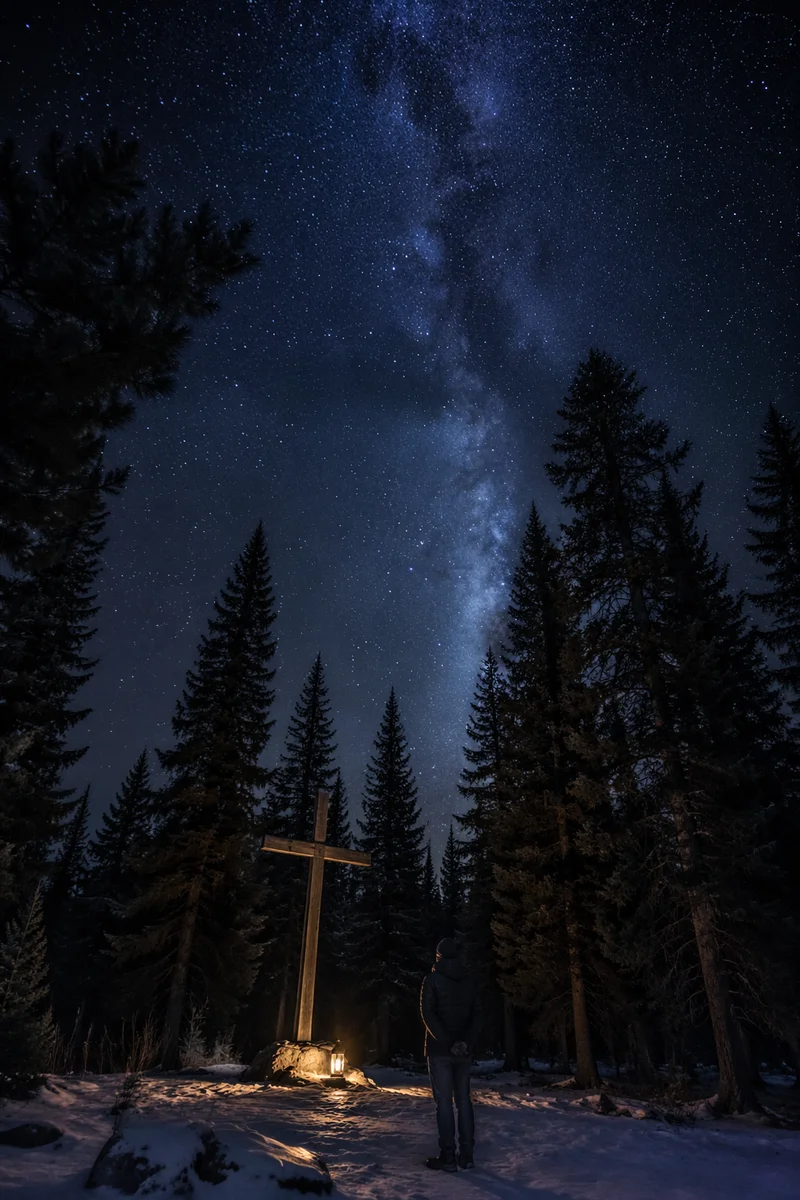 Wooden Cross Beneath the Milky Way