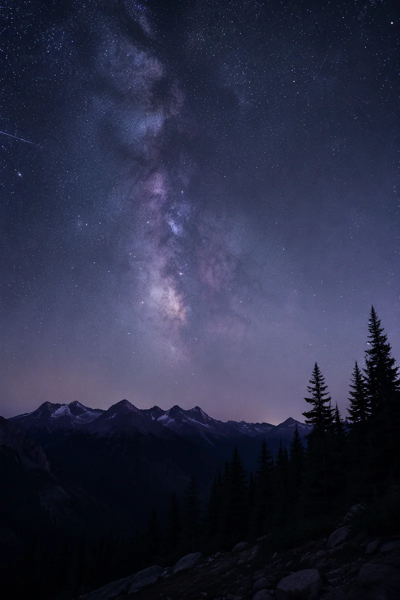 Milky Way Over Evergreen Mountain Ridge