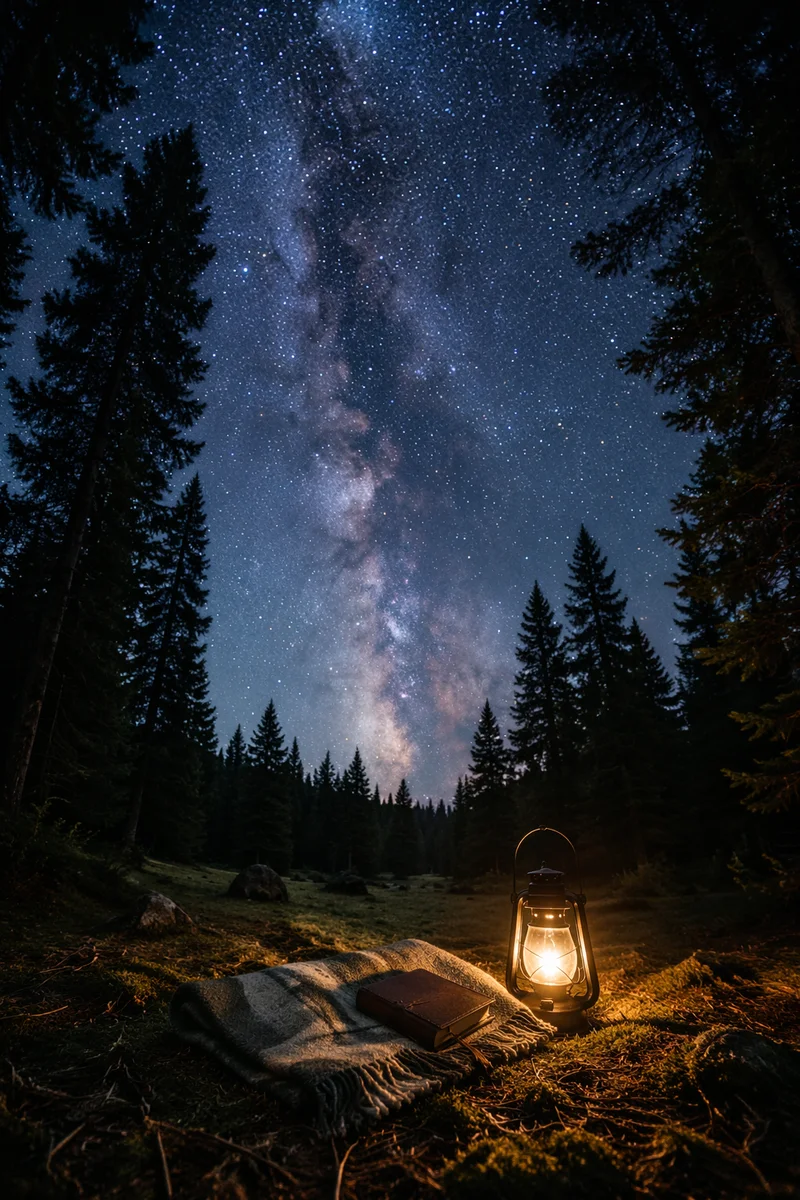 Milky Way Over Quiet Evergreen Prayer Clearing