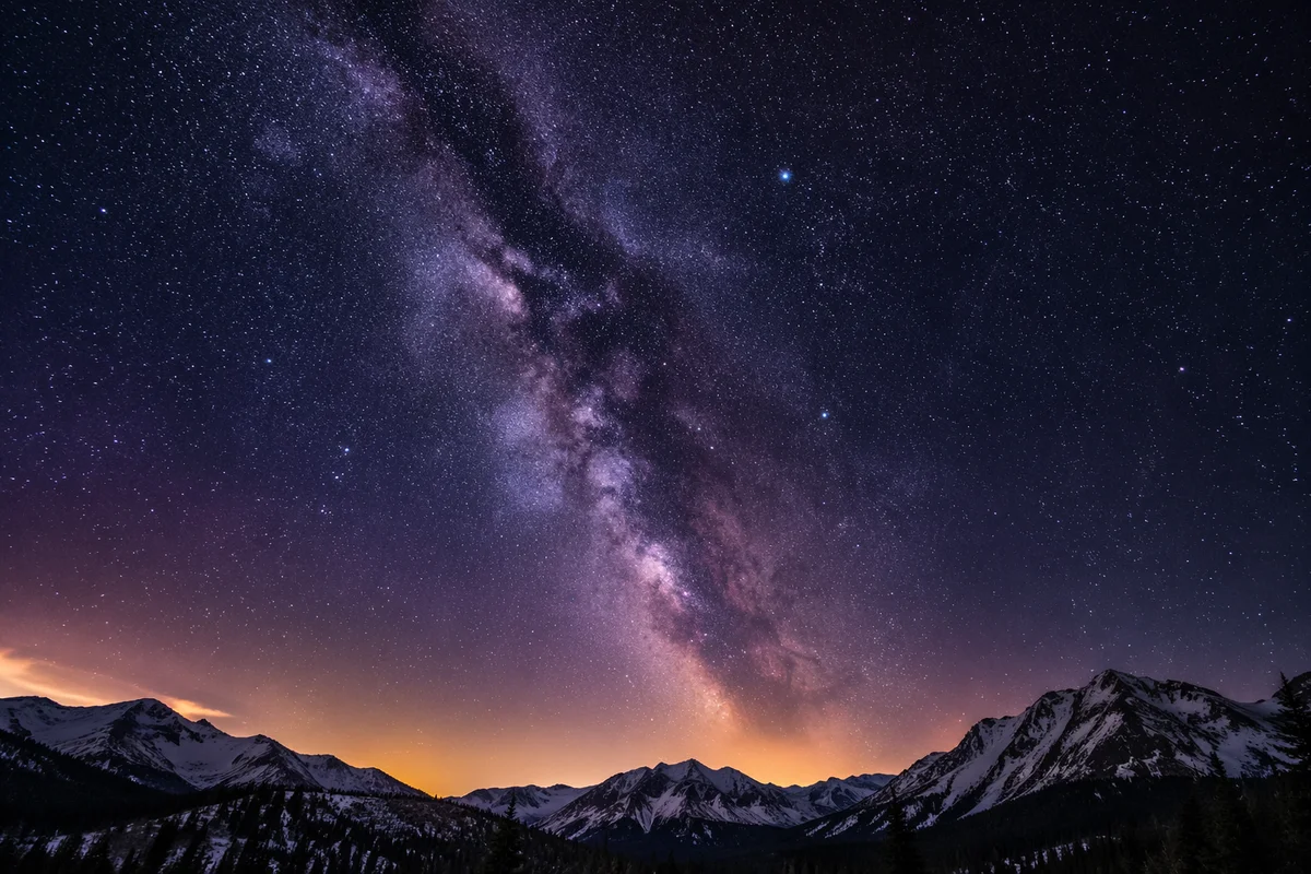 Milky Way Above Evergreen Alpine Valley