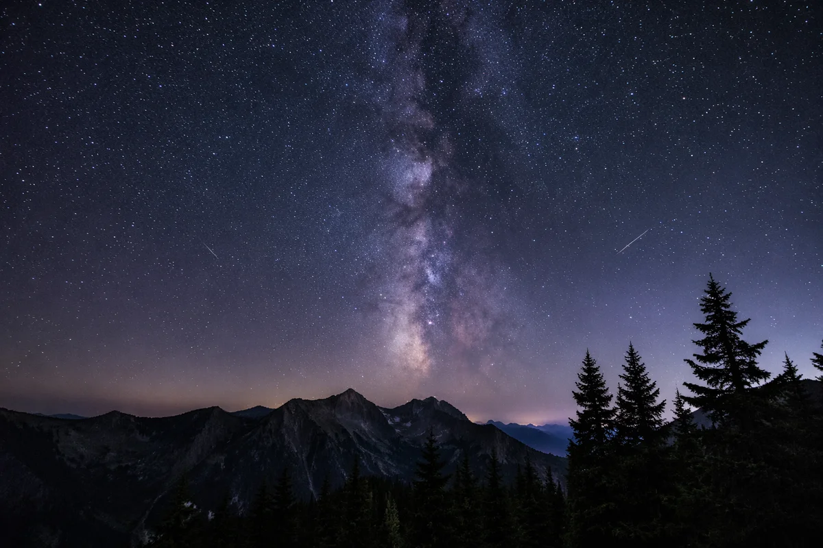 Milky Way Over Evergreen Mountain Ridge