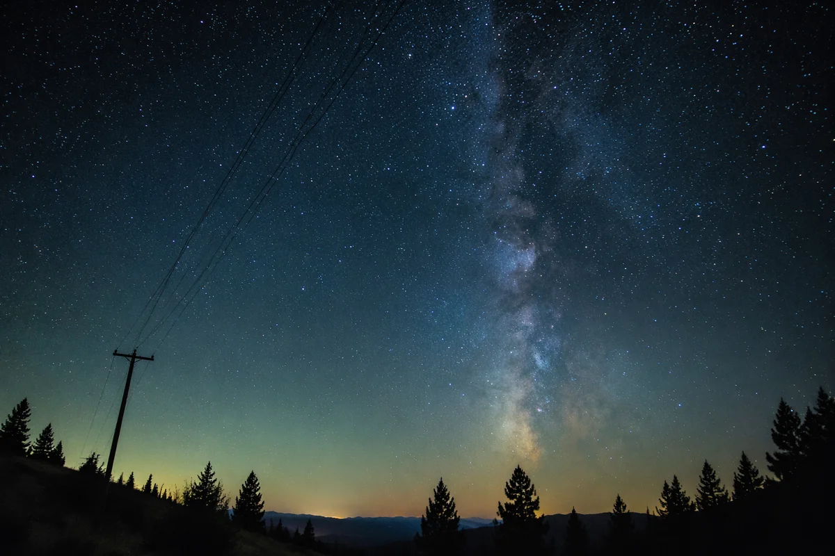 Milky Way Over Evergreen Hillside