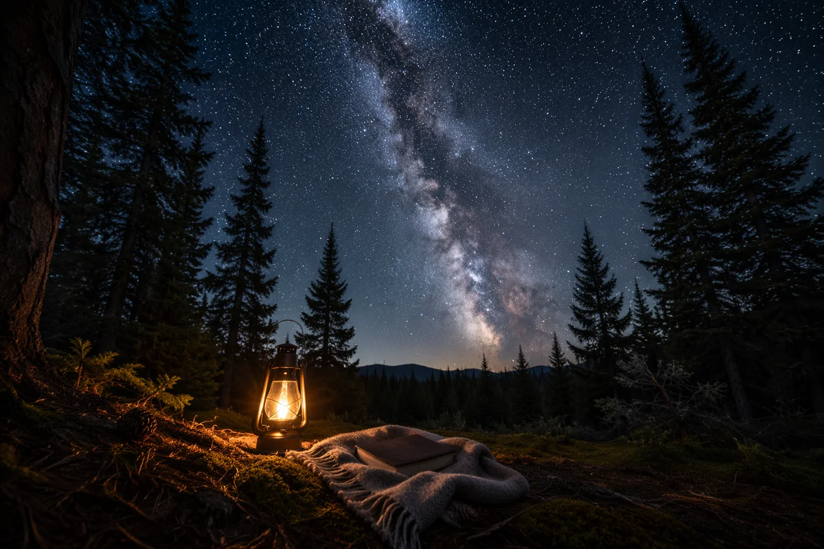 Milky Way Over Peaceful Evergreen Clearing