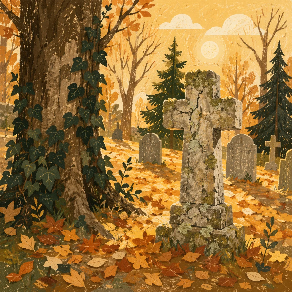 Weathered Stone Cross in Quiet Cemetery