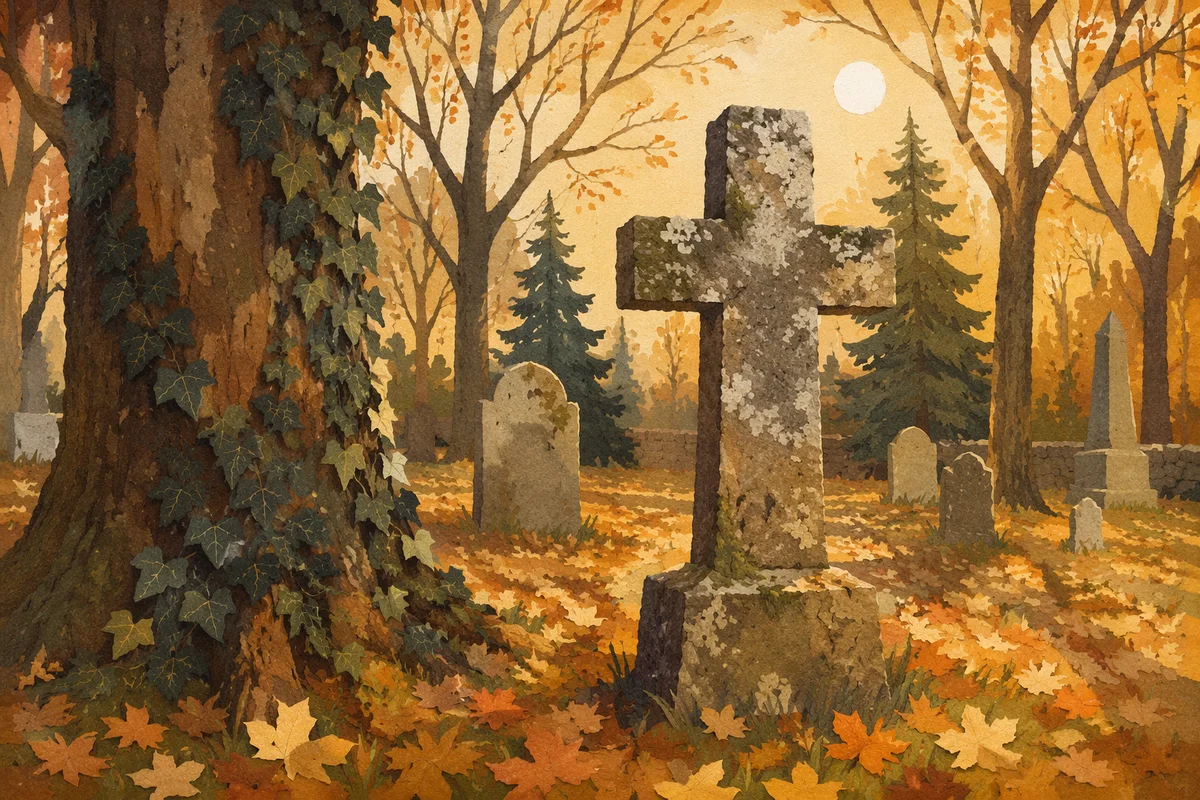 Weathered Stone Cross in Evergreen Cemetery