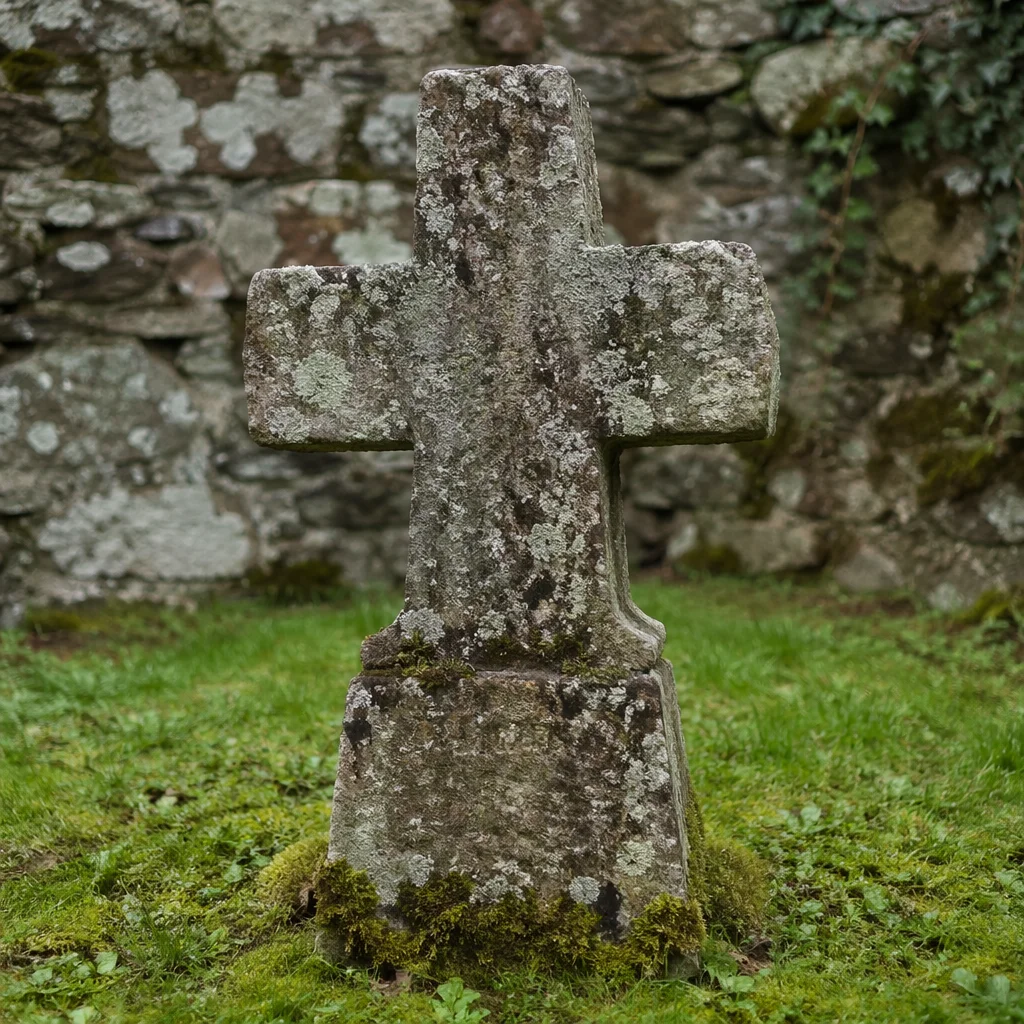 Weathered Stone Cross in Historic Cemetery