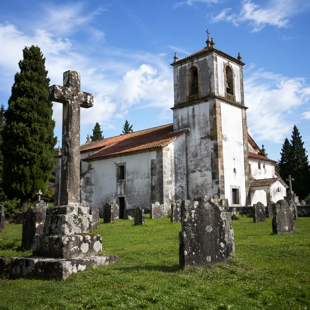 Weathered Stone Cross by Historic Church