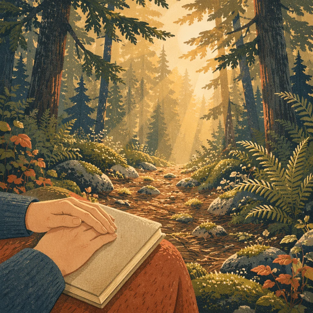 Sunlit Evergreen Prayer Path