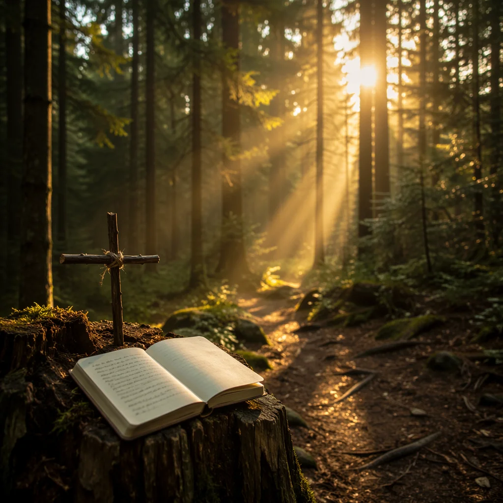 Morning Prayer Path in Evergreen Forest