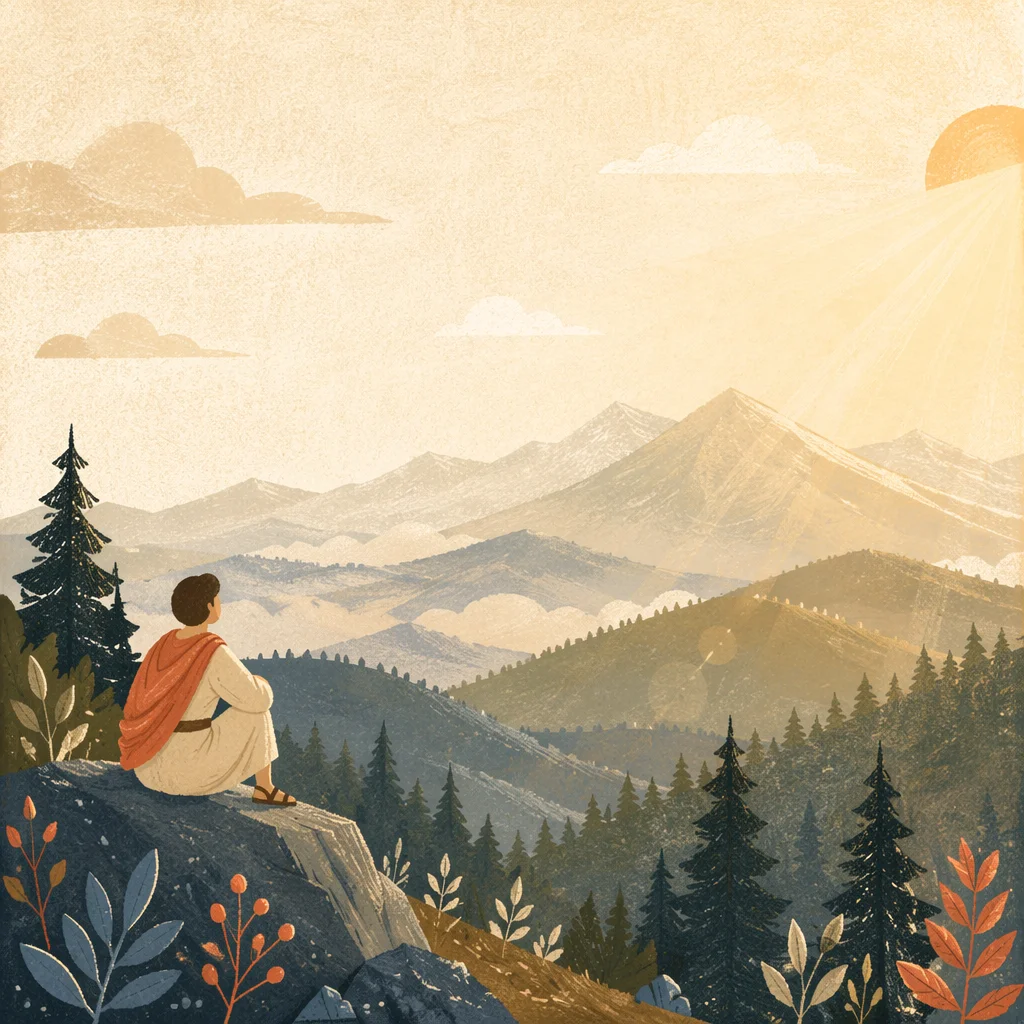 Golden Sunrise Over Evergreen Mountain Ridges