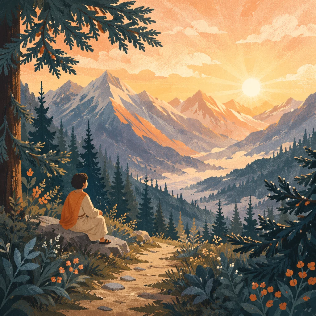Golden Sunrise Over Evergreen Mountain Valley
