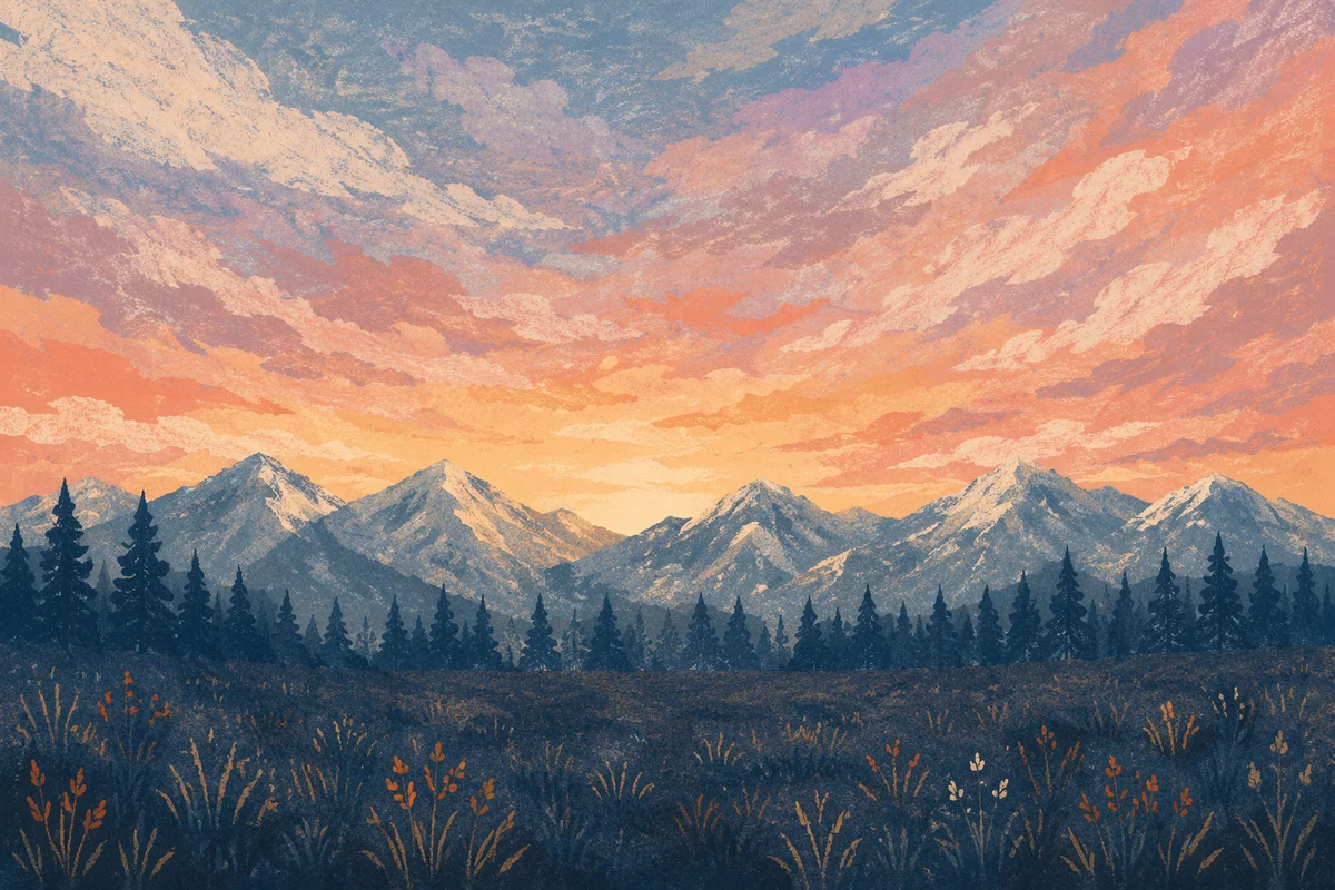 Golden Sunrise Over Evergreen Mountain Wilderness