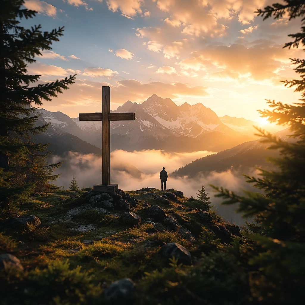 Golden Sunrise Cross Over Evergreen Mountains