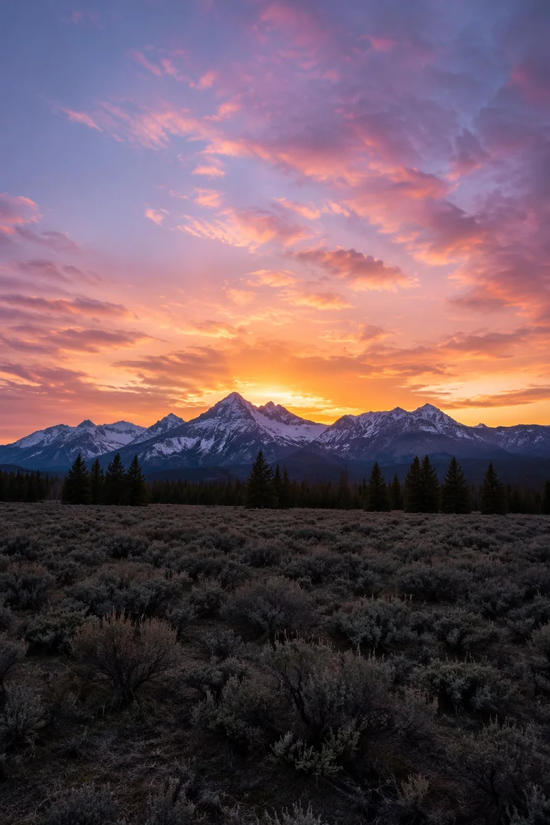 Golden Sunrise Over Evergreen Mountain Wilderness