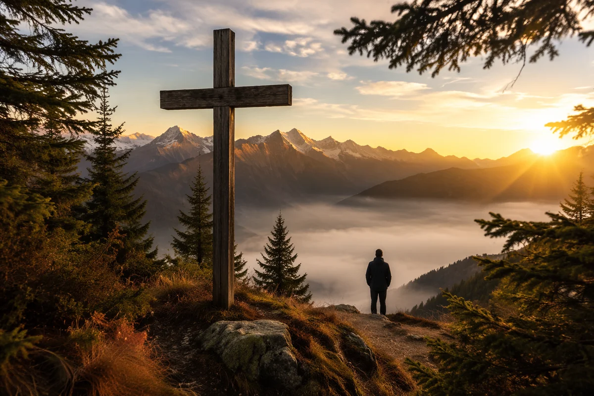 Sunrise Cross Over Evergreen Mountain Range