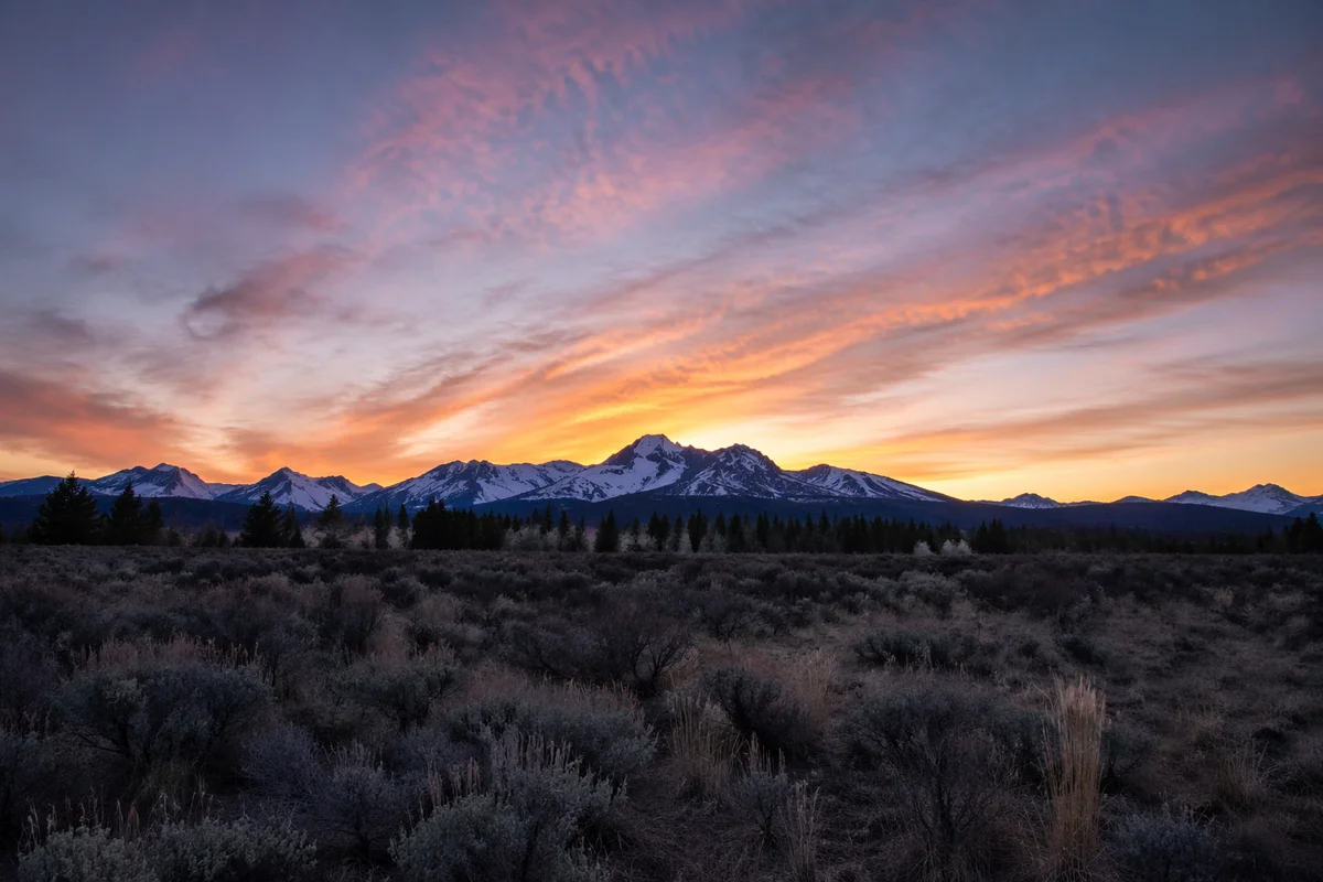 Golden Sunrise Over Evergreen Mountain Wilderness