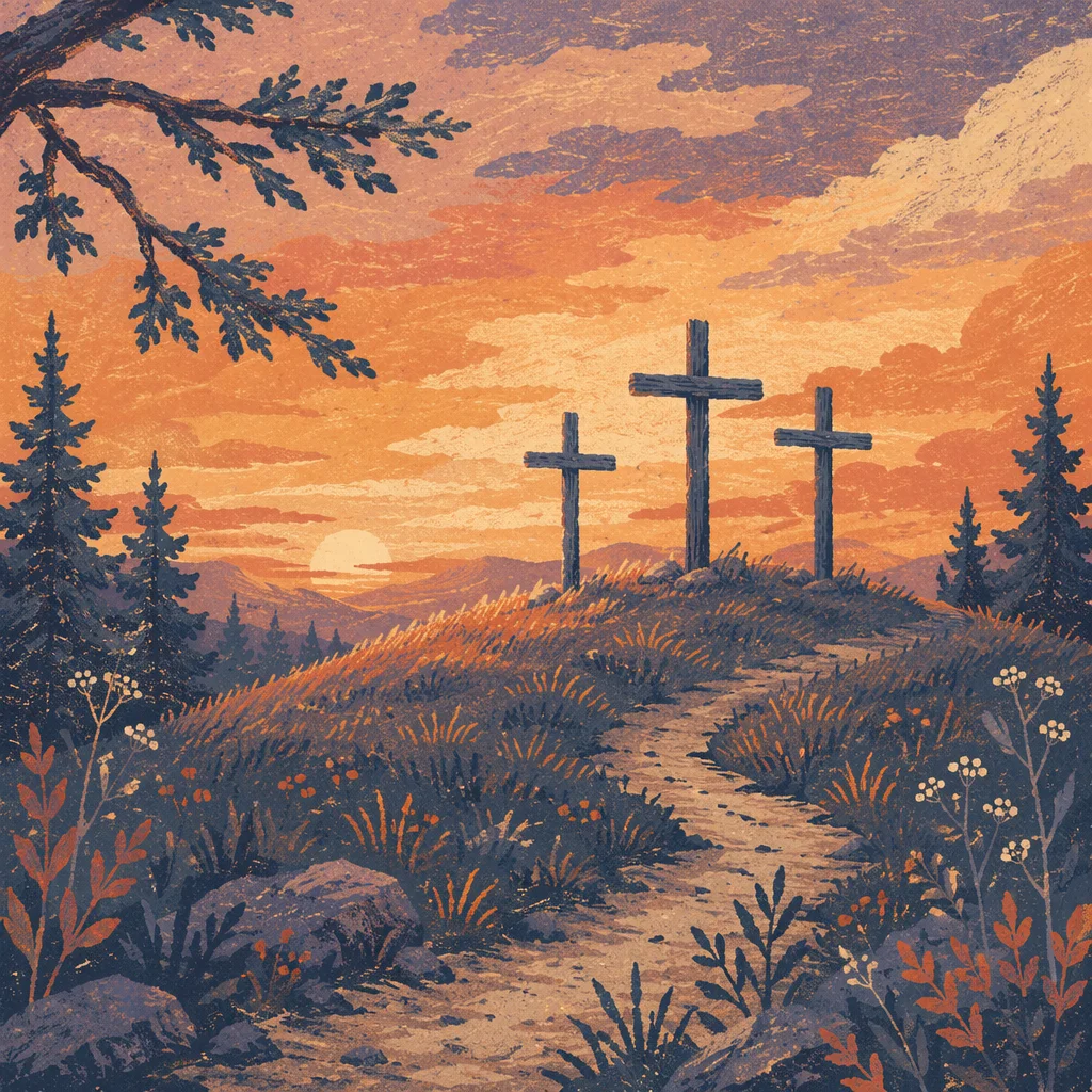 Three Crosses on Evergreen Sunset Hill