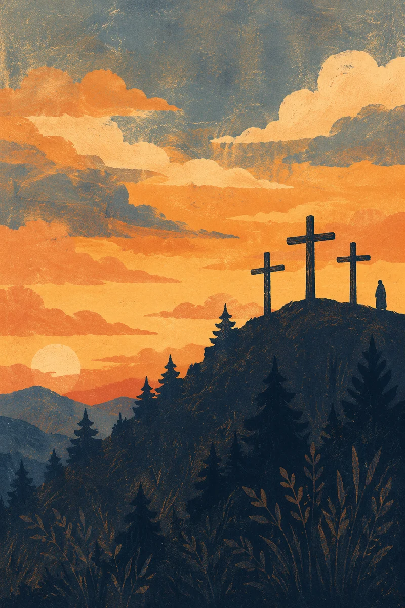 Three Crosses on Evergreen Sunset Hill