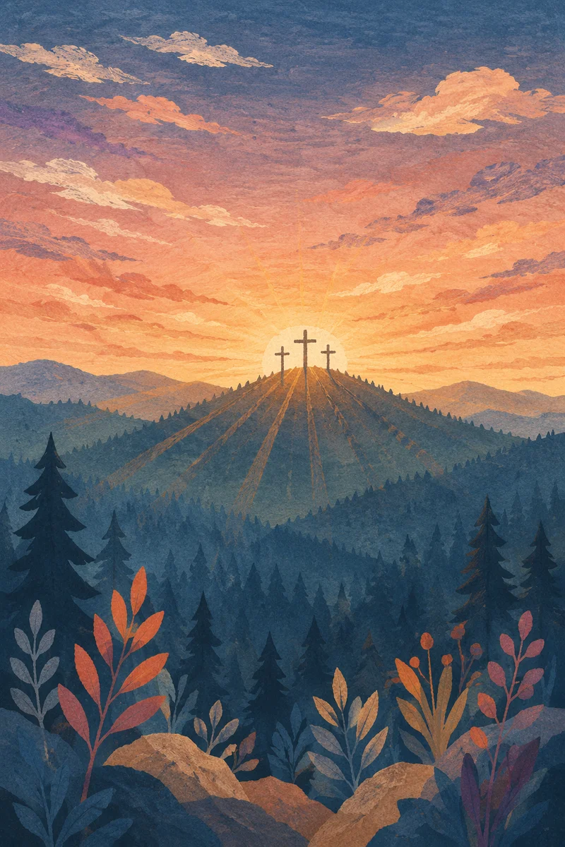Three Crosses on Evergreen Sunset Hill