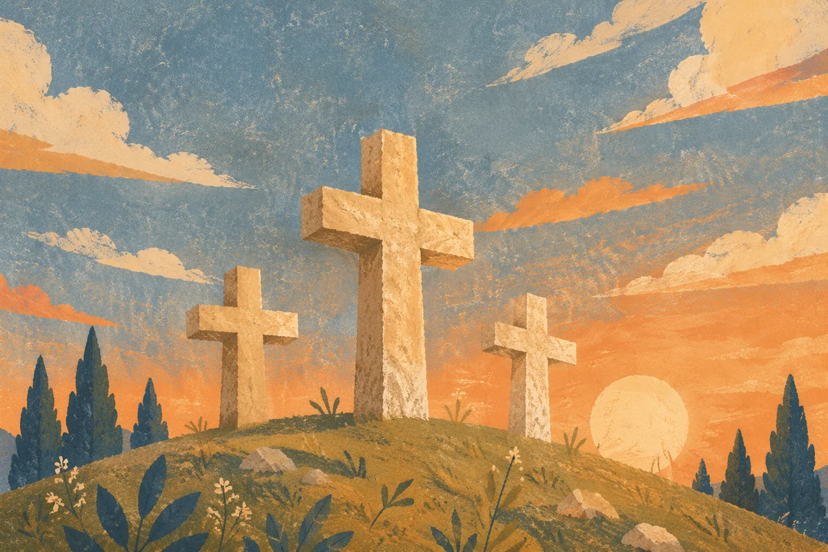 Three Stone Crosses on Sunset Hill