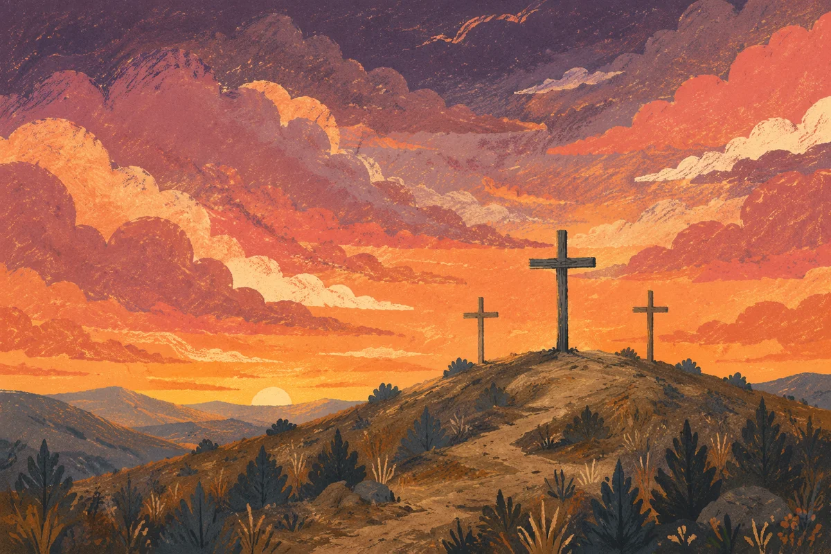 Three Crosses on Evergreen Sunset Hill