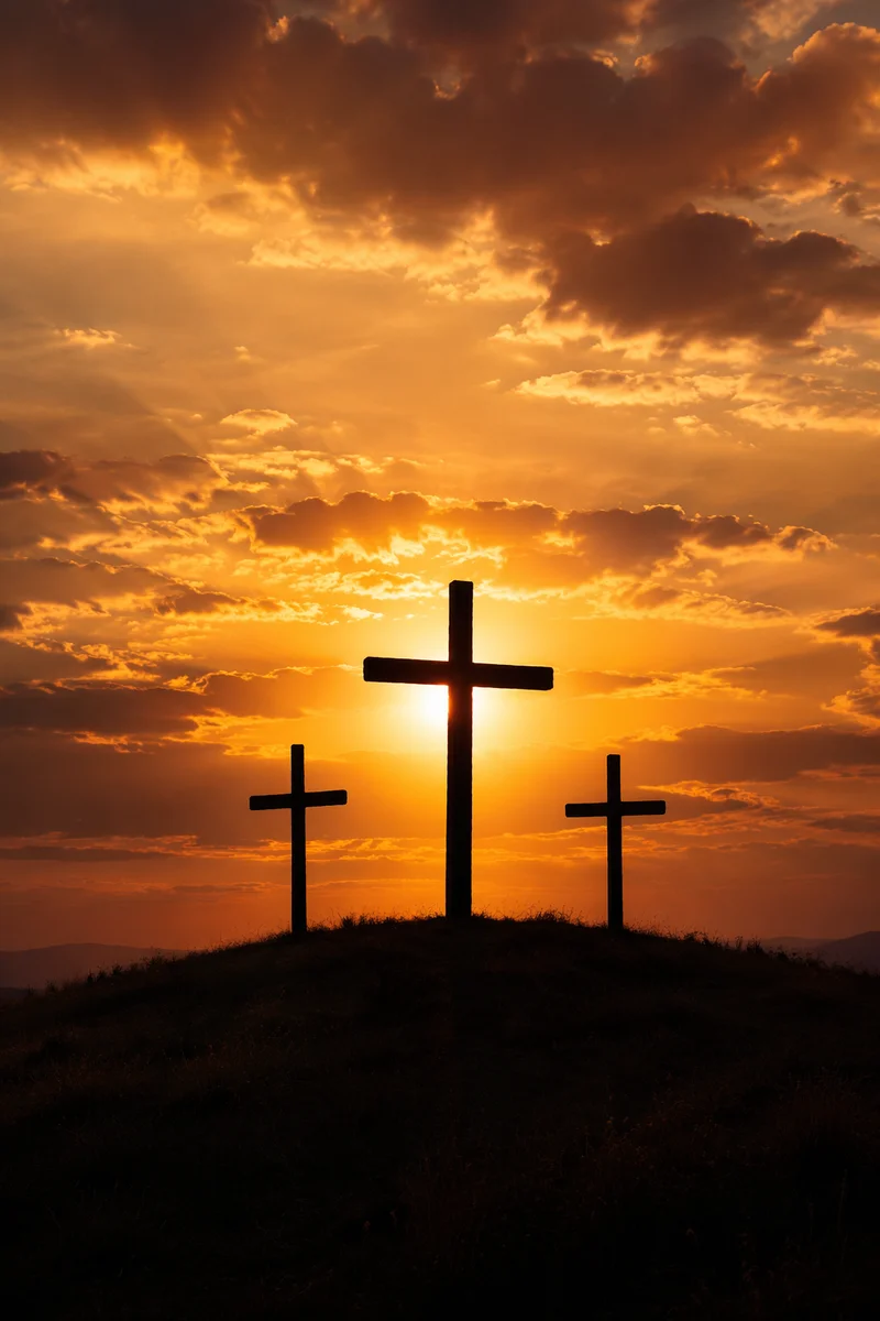 Three Crosses at Golden Sunset Hill