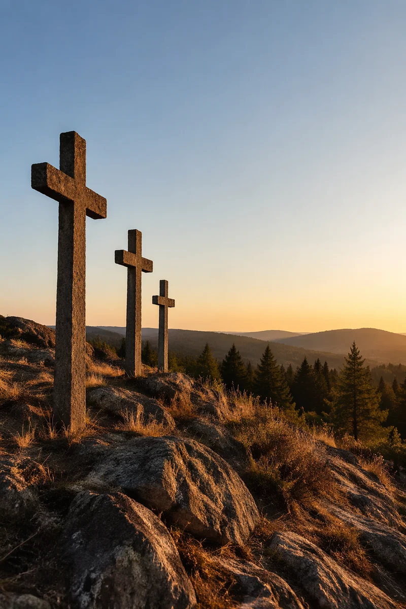 Three Stone Crosses on Sunset Hill