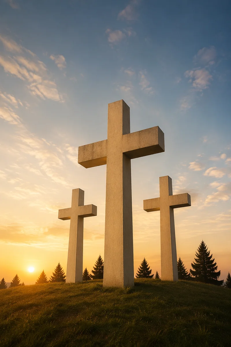Three Stone Crosses on Sunset Hill