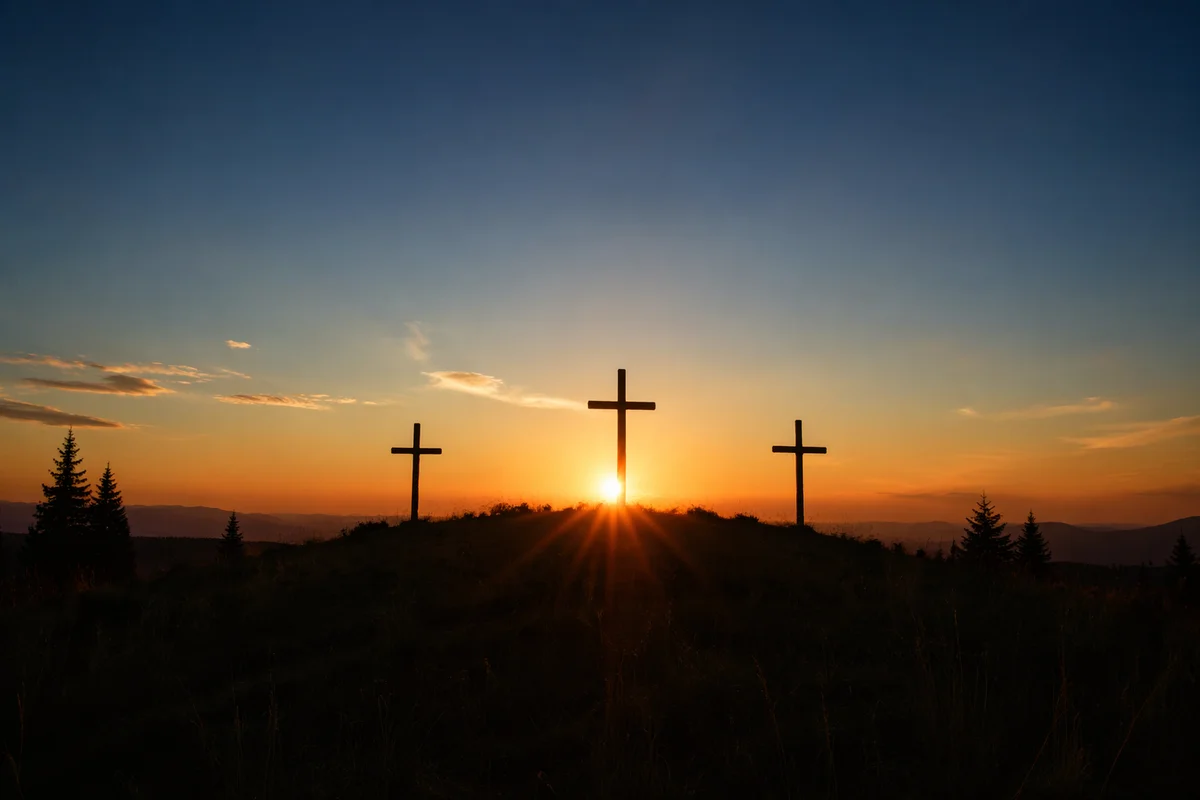 Three Crosses on Evergreen Sunset Hill