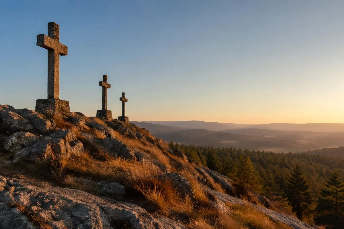 Three Stone Crosses at Sunset Hill