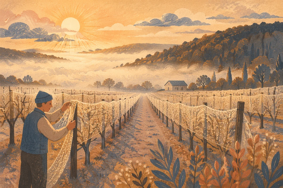 Morning Mist Over Vineyard Rows