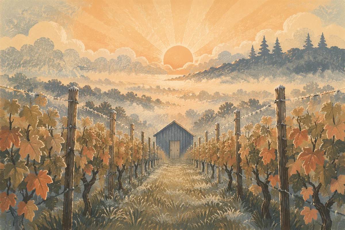 Morning Mist Over Vineyard Rows