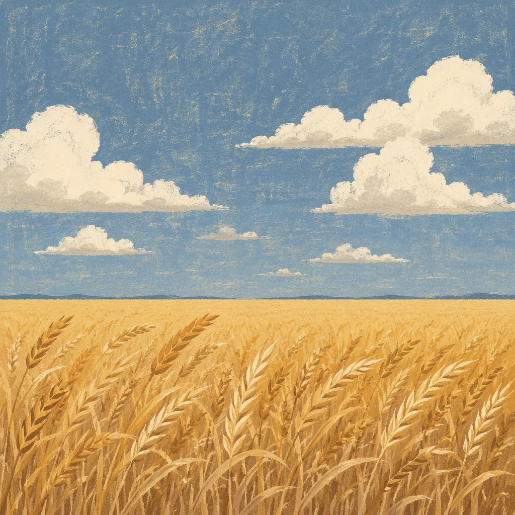 Golden Wheat Harvest Under Open Summer Sky